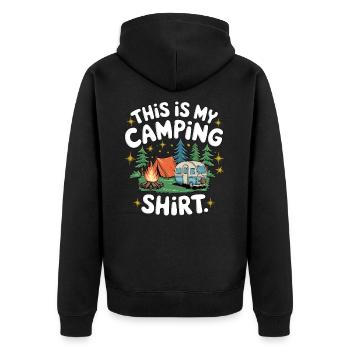 C’est ma chemise de camping - Veste à capuche bio Premium Unisexe - noir - Dos - Nico (187cm)