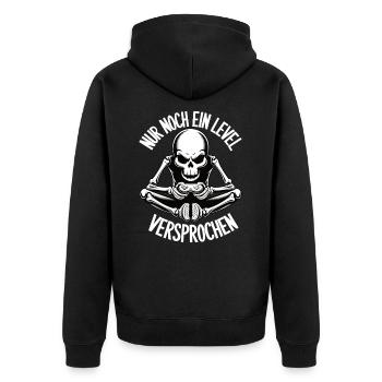 Nur noch ein Level – Versprochen! (Skelett) - Unisex Premium Bio Zip Hoodie - Schwarz - Hinten - Nico (187cm)