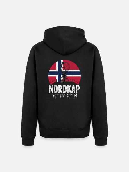 Norwegen Norway Norge Koordinaten Nordkap - Unisex Premium Bio Zip Hoodie - Schwarz