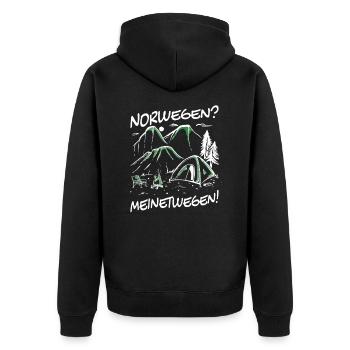 Norway Camping Scandinavia North Cape - Unisex Premium Organic Zip Hoodie - black - Back - Nico (187cm)