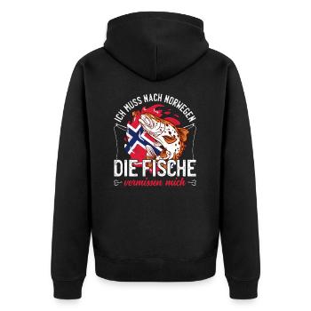 Je dois aller à Norvège Norvège Scandinavie Angler - Veste à capuche bio Premium Unisexe - noir - Dos - Nico (187cm)