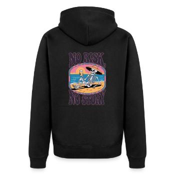 Pas de risque, pas d’histoire – Squelette sur la plage - Veste à capuche bio Premium Unisexe - noir - Dos - Nico (187cm)