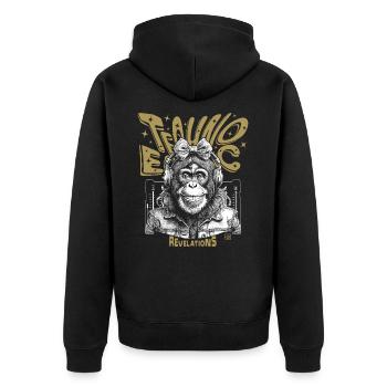 T-Shirt Monkey Grooves : Des vibrations techno en extase ! - Veste à capuche bio Premium Unisexe - noir - Dos - Nico (187cm)