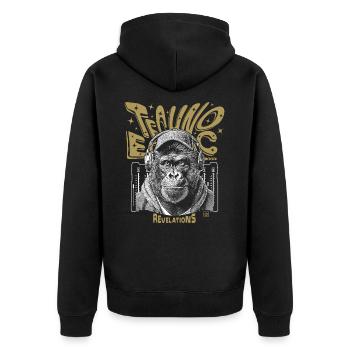 Chemise Techno-Gorilla : des rythmes pour le dancefloor - Veste à capuche bio Premium Unisexe - noir - Dos - Nico (187cm)