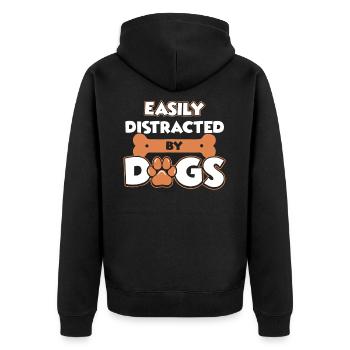 Easily Distracted by Dogs - Unisex Premium Organic Zip Hoodie - black - Back - Nico (187cm)