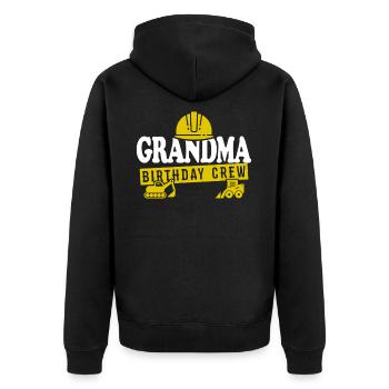 Grandma Birthday Crew - Unisex Premium Organic Zip Hoodie - black - Back - Nico (187cm)