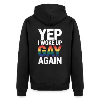 Pride in the Morning – Chemise LGBTQ - Veste à capuche bio Premium Unisexe - noir - Dos - Nico (187cm)