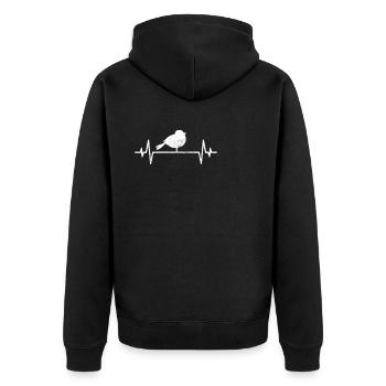 Vogel Herzschlag - Unisex Premium Bio Zip Hoodie - Schwarz - Hinten - Nico (187cm)