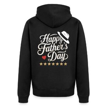 Father's Day Gift with Hat - Unisex Premium Organic Zip Hoodie - black - Back - Nico (187cm)
