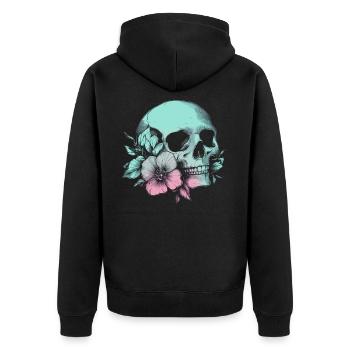 Crâne pastel avec fleur et style - Veste à capuche bio Premium Unisexe - noir - Dos - Nico (187cm)