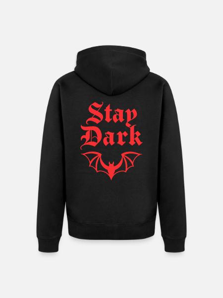 Gothic Bat – Stay Dark Statement - Unisex Premium Organic Zip Hoodie - black
