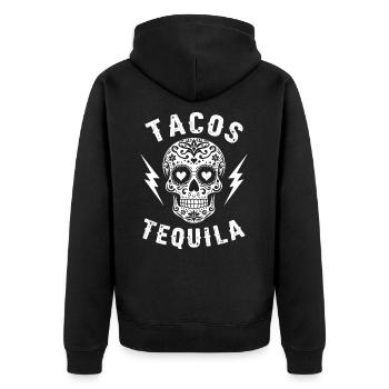 Tacos Tequila & Skull Vibes - Unisex Premium Organic Zip Hoodie - black - Back - Nico (187cm)