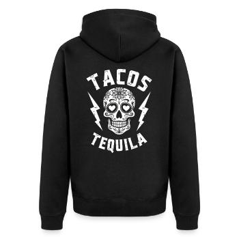 Tacos Tequila & Skull Vibes - Unisex Premium Organic Zip Hoodie - black - Back - Nico (187cm)
