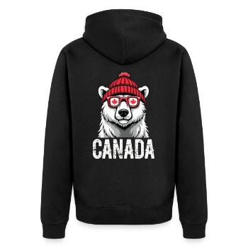 Ours du Canada avec chapeau et style érable - Veste à capuche bio Premium Unisexe - noir - Dos - Nico (187cm)