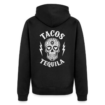 Tacos Tequila & Skull Vibes - Unisex Premium Organic Zip Hoodie - black - Back - Nico (187cm)