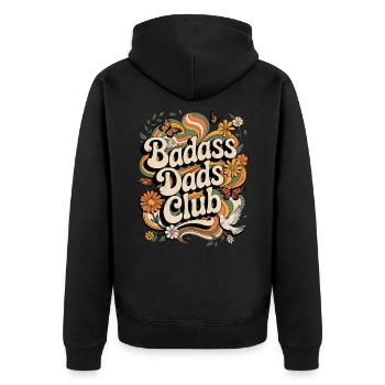 Badass Dads Club - Lustig Vater Papa - Unisex Premium Bio Zip Hoodie - Schwarz - Hinten - Nico (187cm)