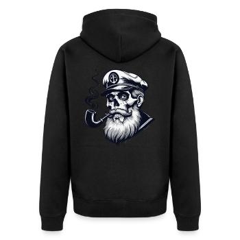Kapitän Hamburg St Pauli Hansestadt Totenschädel - Unisex Premium Bio Zip Hoodie - Schwarz - Hinten - Nico (187cm)