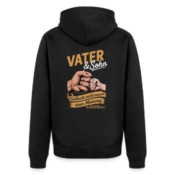 Vater & Sohn – Ein Herz und eine Seele - Unisex Premium Bio Zip Hoodie - Schwarz - Hinten - Nico (187cm)