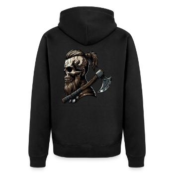 Odin Wikinger Valhalla Vikinger Hammer Thor Odin - Unisex Premium Bio Zip Hoodie - Schwarz - Hinten - Nico (187cm)