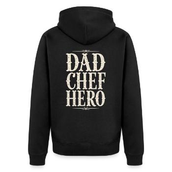 Papa Chef Héros – Papa Koch Held - Veste à capuche bio Premium Unisexe - noir - Dos - Nico (187cm)
