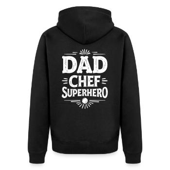 Papa chef super-héros – Papa Koch Superheld - Veste à capuche bio Premium Unisexe - noir - Dos - Nico (187cm)
