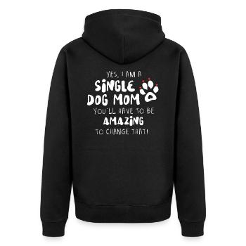 Single Dog Mom - Unisex Premium Organic Zip Hoodie - black - Back - Nico (187cm)
