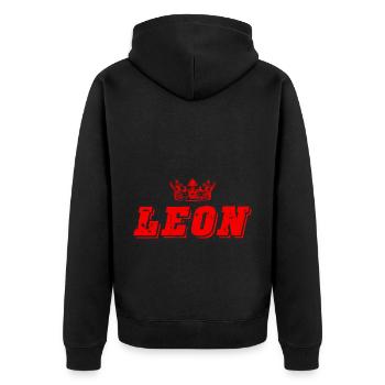 Leon - Unisex Premium Bio Zip Hoodie - Schwarz - Hinten - Nico (187cm)