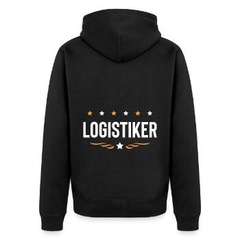 Logistiker Beruf - Unisex Premium Bio Zip Hoodie - Schwarz - Hinten - Nico (187cm)