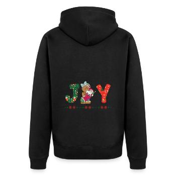 Frohe Weihnachten Weihnachtsmann Hohoho - Unisex Premium Bio Zip Hoodie - Schwarz - Hinten - Nico (187cm)