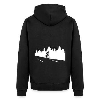 Trees - Cycling - (7) - Unisex Premium Organic Zip Hoodie - black - Back - Nico (187cm)