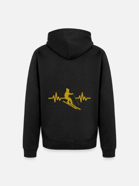 Heartbeat Skiing Ski freestyle - Unisex Premium Organic Zip Hoodie - black