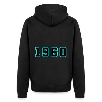 1960 Année Anniversaire - Veste à capuche bio Premium Unisexe - noir - Dos - Nico (187cm)