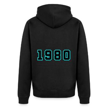 1980 Année Anniversaire - Veste à capuche bio Premium Unisexe - noir - Dos - Nico (187cm)