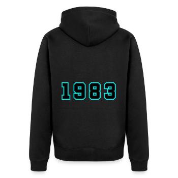 1983 Année Anniversaire - Veste à capuche bio Premium Unisexe - noir - Dos - Nico (187cm)