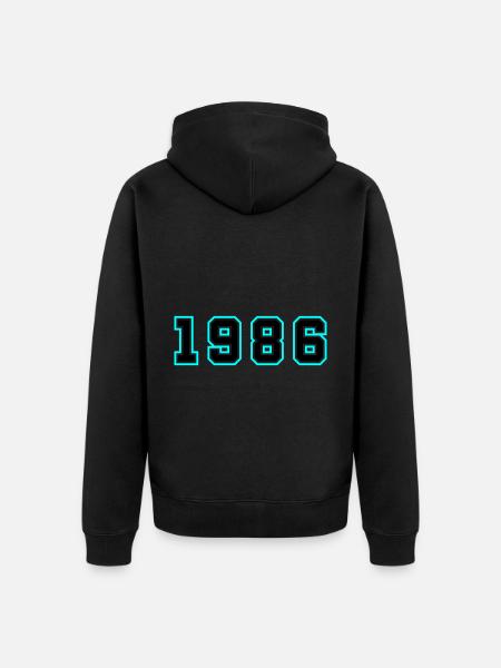 1986 Year Birthday - Unisex Premium Organic Zip Hoodie - black