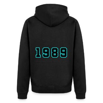 1989 Année Anniversaire - Veste à capuche bio Premium Unisexe - noir - Dos - Nico (187cm)