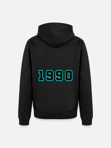 1990 Year Birthday - Unisex Premium Organic Zip Hoodie - black