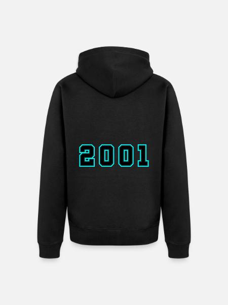 2001 Year Birthday - Unisex Premium Organic Zip Hoodie - black