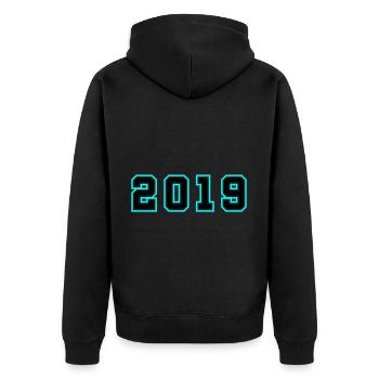 2019 Jahr Geburtstag - Unisex Premium Bio Zip Hoodie - Schwarz - Hinten - Nico (187cm)