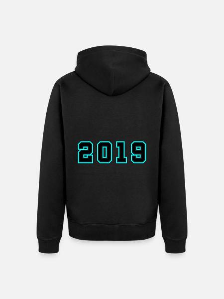 2019 Year Birthday - Unisex Premium Organic Zip Hoodie - black
