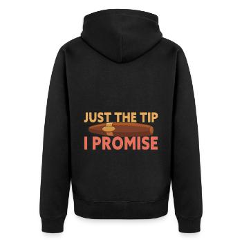Just The Tip Funny Cigar Smoker Cigar Smoking - Unisex Premium Bio Zip Hoodie - Schwarz - Hinten - Nico (187cm)