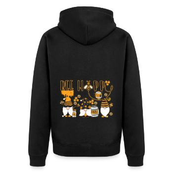 Happy Bee Gnome Honey Beekeeping - Unisex Premium Organic Zip Hoodie - black - Back - Nico (187cm)