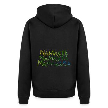 namaste namasta mamakusa - Unisex Premium Bio Zip Hoodie - Schwarz - Hinten - Nico (187cm)