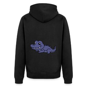 Alligator Comic Tier - Unisex Premium Bio Zip Hoodie - Schwarz - Hinten - Nico (187cm)