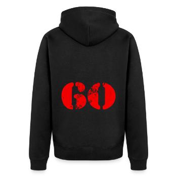 Symbole de 60 chiffres - Veste à capuche bio Premium Unisexe - noir - Dos - Nico (187cm)
