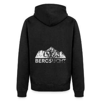 Bergsucht - (7) - Unisex Premium Bio Zip Hoodie - Schwarz - Hinten - Nico (187cm)
