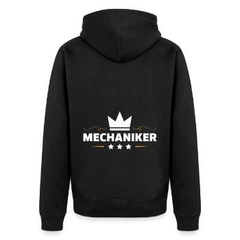 Mechaniker Beruf - Unisex Premium Bio Zip Hoodie - Schwarz - Hinten - Nico (187cm)