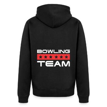 Bowling Crew - Unisex Premium Organic Zip Hoodie - black - Back - Nico (187cm)