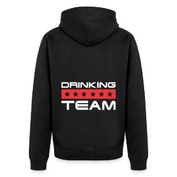 Drinking Crew - Unisex Premium Bio Zip Hoodie - Schwarz - Hinten - Nico (187cm)