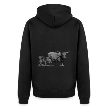 Vache avec veau - Veste à capuche bio Premium Unisexe - noir - Dos - Nico (187cm)